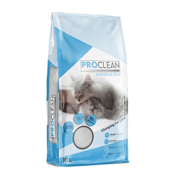 ProClean Marsilya Sabun Kokulu Topaklanan Kedi Kumu 1 Adet Kalın Taneli 10 Lt