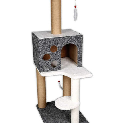 Markapet 3 Katlı Kedi Tırmalama Tahtası + Kedi Evi 40 x 55 x 127 cm Kırçıl