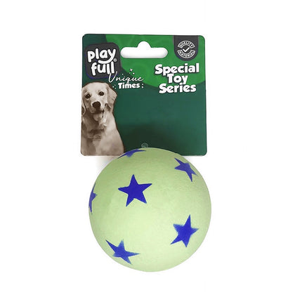 Playfull Zıplayan Köpek Oyun Topu 6,3 Cm Yeşil Yıldız Desenli