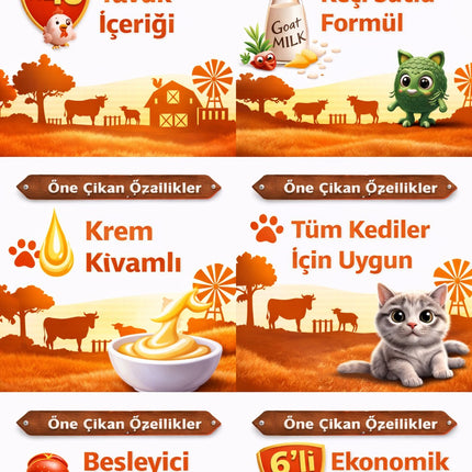 Tavuklu Kedi Naneli Keçi Sütlü Kedi Krema Ödülü 6x12g