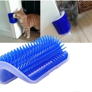 Self Groomer Kedi Otlu Kedi Duvara ve Masaya Monte Kedi Fırçası Mavi