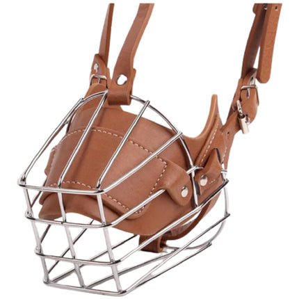 Karamel Pet Metal Deri Köpek Ağızlığı M 33 cm