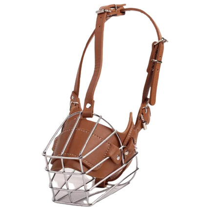 Karamel Pet Metal Deri Köpek Ağızlığı XL 38 cm
