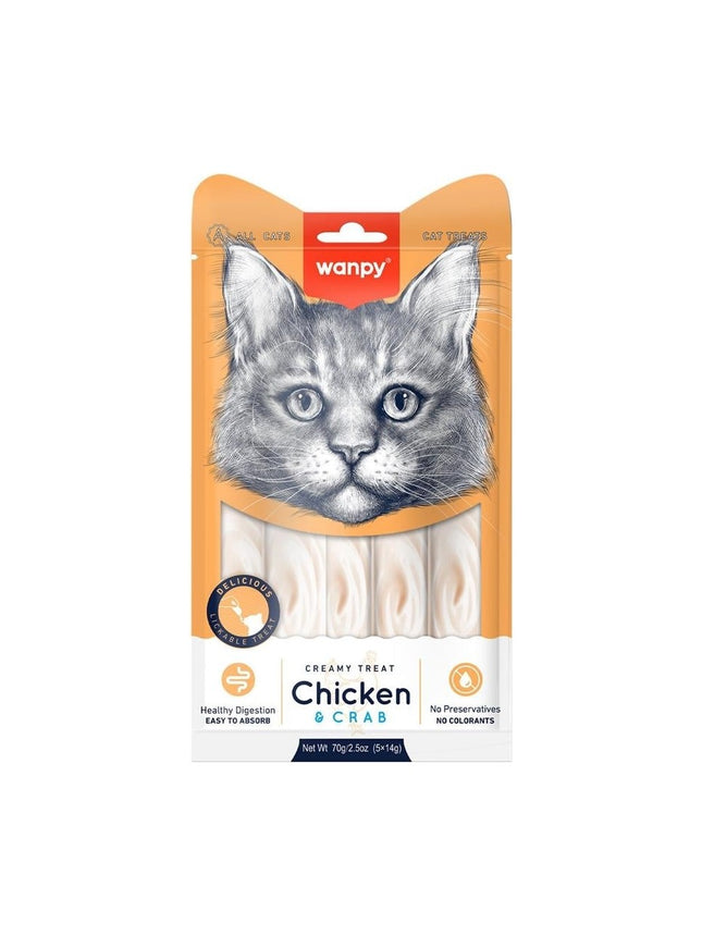 Wanpy Tavuklu Yengeçli Krema Likit Kedi Ödülü 5X14GR