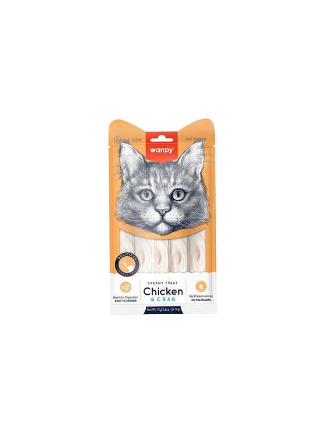 Wanpy Tavuklu Yengeçli Krema Likit Kedi Ödülü 5X14GR