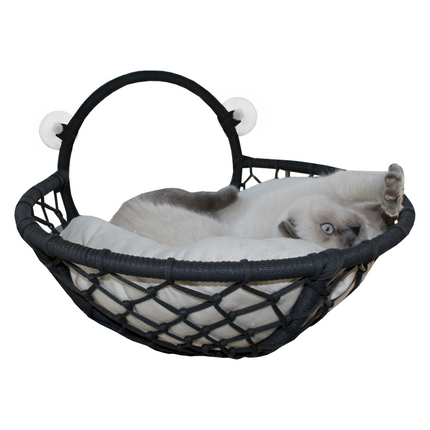 Karamel Pet Vantuzlu Oval Kedi Hamağı Kedi Yatağı 17*46 cm Siyah
