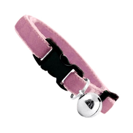 Kedi Boyun Tasması Kadife Dokulu Çanlı 1*30 cm Koyu Pembe