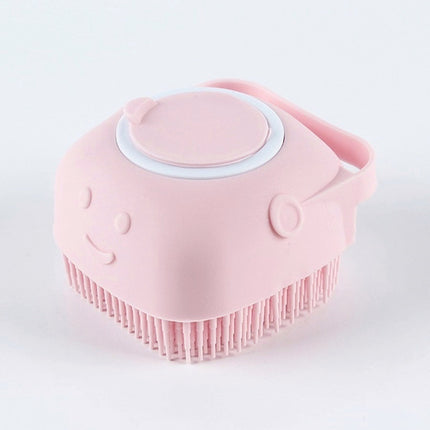 Markapet Şampuan Hazneli Kedi Köpek Silikon Duş Fırçası 11 cm Pembe