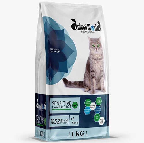 Animal World Sensitive Kuzulu ve Pirinçli Yetişkin Kedi Maması 1 kg