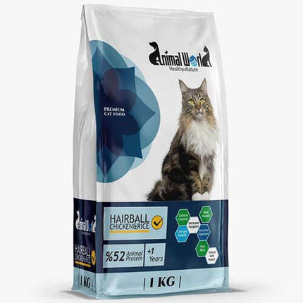 Animal World Hairball Tüy Yumağı Önleyici Tavuklu Kedi Maması 1 kg