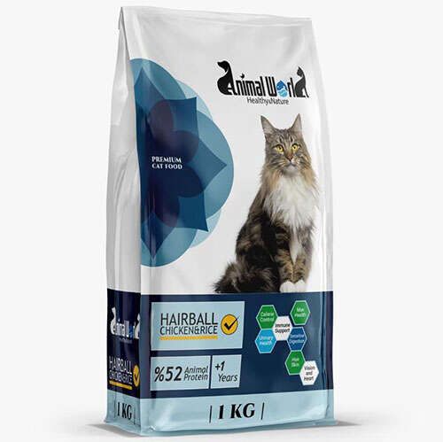 Animal World Hairball Tüy Yumağı Önleyici Tavuklu Kedi Maması 1 kg