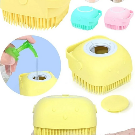 Markapet Şampuan Hazneli Kedi Köpek Silikon Duş Fırçası 11 cm Sarı