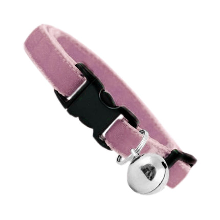 Kedi Boyun Tasması Kadife Dokulu Çanlı 1*30 cm Pembe