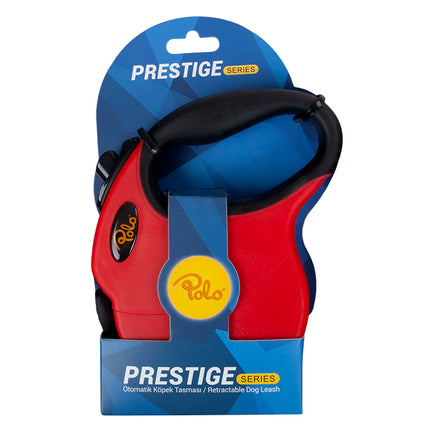 Polo Prestige Makaralı Otomatik Tasma XS 3 Metre - 8 kg Kırmızı-Siyah