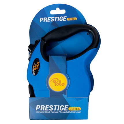 Polo Prestige Makaralı Otomatik Tasma L 5 Metre - 50 kg Mavi - Siyah