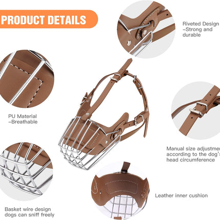 Karamel Pet Metal Deri Köpek Ağızlığı M 33 cm