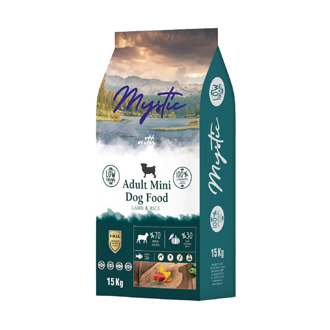 Mystic Düşük Tahıllı Mini Orta Irk Yetişkin Kuzulu Köpek Maması 15 kg