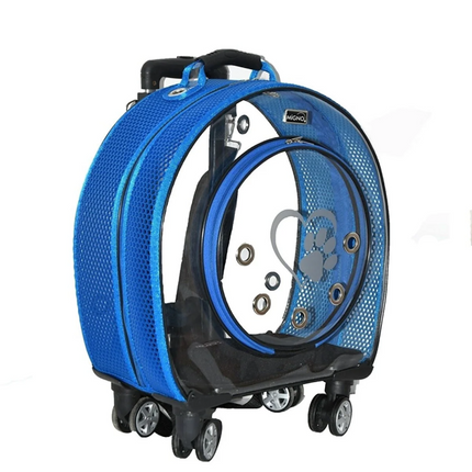 Markapet Fileli Tekerlekli Kedi Köpek Taşıma Çantası 42 x 40 x 22 cm Mavi 15 kg