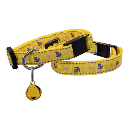 Çapa Desenli Kedi Köpek Tasması Min:20-Max:30 cm Sarı