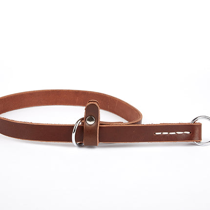 Doggie Eğitim Serisi Gerçek Deriden El Yapımı Ayarlı Köpek Eğitim Tasması 1,5 x 30-40 cm Kahverengi