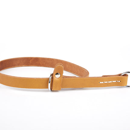 Doggie Eğitim Serisi Gerçek Deriden El Yapımı Ayarlı Köpek Eğitim Tasması 1,5 x 30-40 cm Kamel