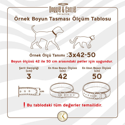 Doggie El Yapımı Konforlu Deri Köpek Tasması 3x42-50 cm Kamel