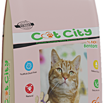 Cat City Ekstra Parfümlü Bentonit Topaklanan Kedi Kumu 10 Lt Bebek Pudralı