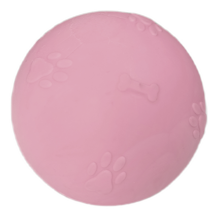 Pati Desenli Termoplastik Sert Köpek Oyun Topu 7 cm Medium Pembe