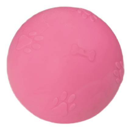 Pati Desenli Termoplastik Sert Köpek Oyun Topu 6 cm Small Pembe