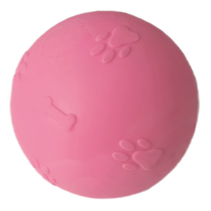 Pati Desenli Termoplastik Sert Köpek Oyun Topu 7 cm Medium Pembe