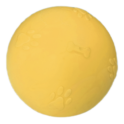 Pati Desenli Termoplastik Sert Köpek Oyun Topu 8 cm Large Sarı