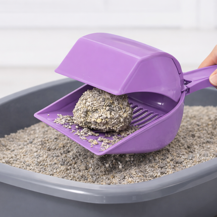 Kapaklı Kedi Kumu Küreği Elekli – Ergonomik Saplı Dayanıklı Plastik Kum Temizleme Küreği 26 cm