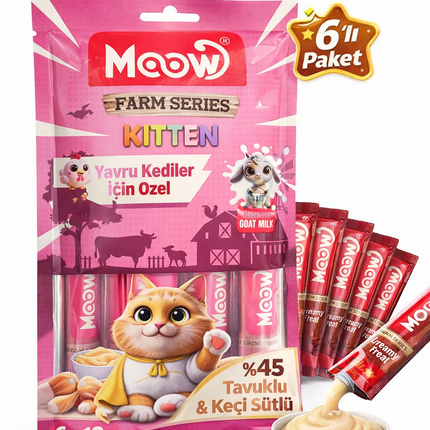 Tavuklu ve Keçi Sütlü Yavru Kedi Krema Ödül Maması 6 x 12 gr