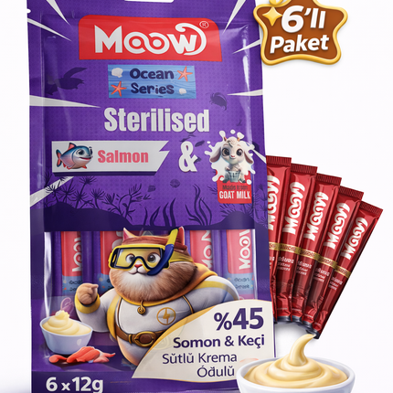 Creamy Somonlu ve Keçi Sütlü Kısırlaştırılmış Sıvı Krema Kedi Ödülü 6x12 gr
