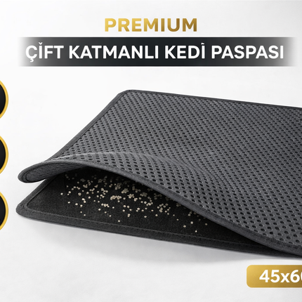 Kedi Elekli Tuvalet Önü Kum Tutucu Paspas  45 cm - 60 cm Gri