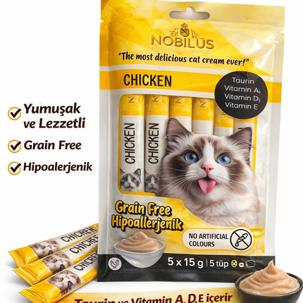 Nobilus Tavuklu Kedi Krema Ödül Maması 5 x 15 gr