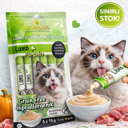 Nobilus Kuzu Etli Kedi Krema Ödül Maması 5 x 15 gr