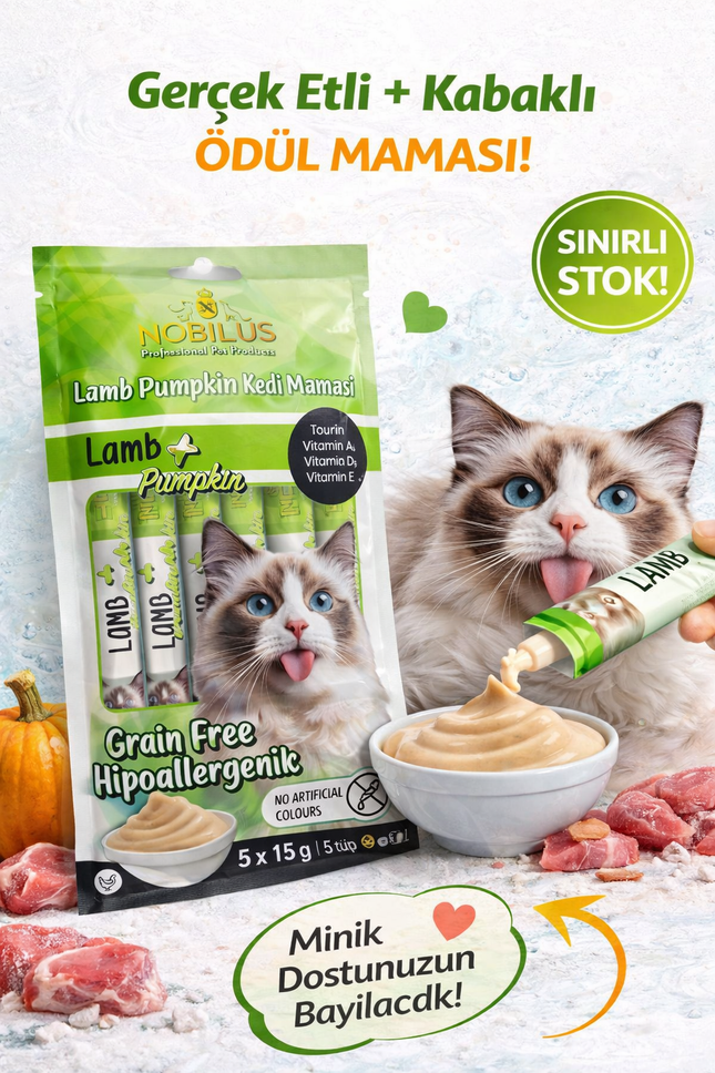 Nobilus Kuzu Etli Kedi Krema Ödül Maması 5 x 15 gr