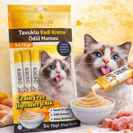 Nobilus Tavuklu Kedi Krema Ödül Maması 5 x 15 gr