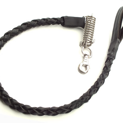 Lüx Deri Yaylı Köpek Gezdirme Halatı 2,5 cm x 70 cm Siyah ( 100 kg )