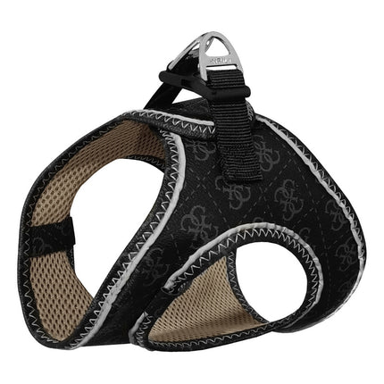 Üç Kilitli Deri Kedi Köpek Göğüs Tasması 28-34 cm X-Small Siyah