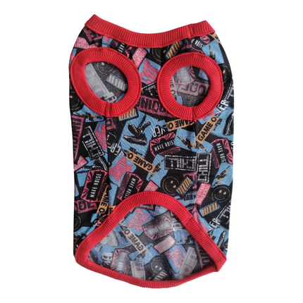 Kedi Köpek Kıyafeti Desenli Kırmızı Biyeli Tişört XS 21 cm