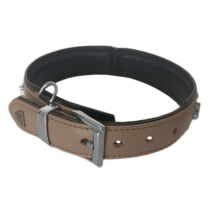 Markapet Deri Doğal Taşlı Köpek Boyun Tasması 28-33 cm X-Small Taba