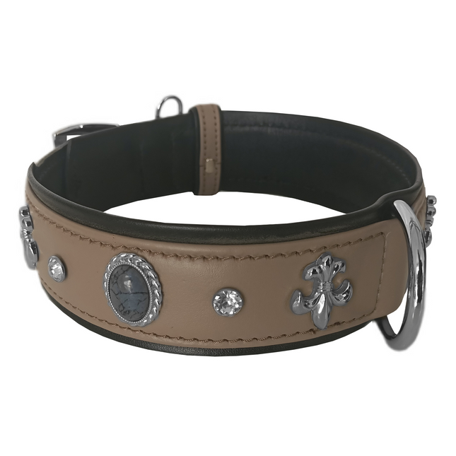 Markapet Deri Doğal Taşlı Köpek Boyun Tasması 28-33 cm X-Small Taba