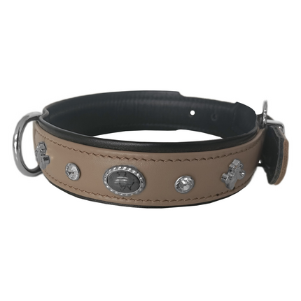 Markapet Deri Doğal Taşlı Köpek Boyun Tasması 28-33 cm X-Small Taba