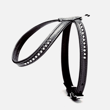 Doggie Flotter Swarovski Taşlı Deri Köpek Göğüs Tasması 1,2 x 21-30 cm Siyah