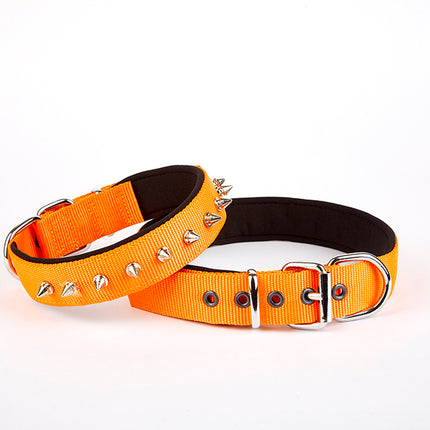 Doggie Çivi Desenli Köpek Tasması 2,5*60 cm Turuncu