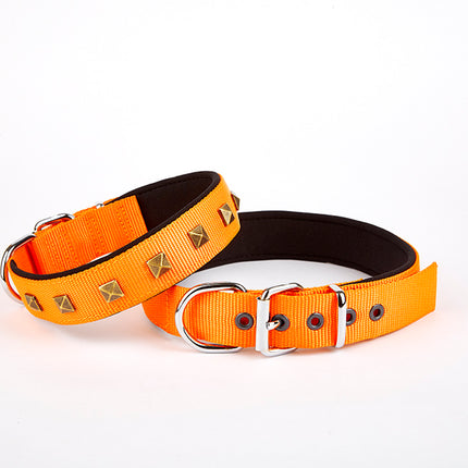 Doggie Piramit Desenli Köpek Tasması 2,5*42-50 cm Turuncu