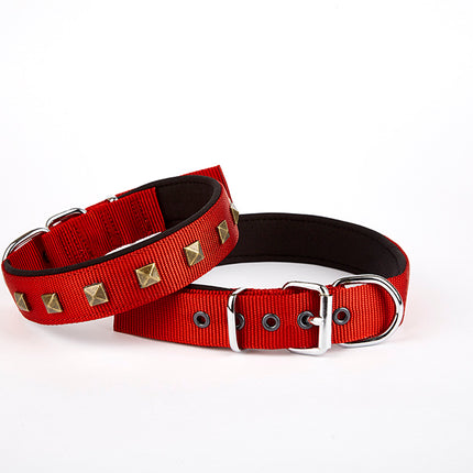 Doggie Piramit Desenli Köpek Tasması 3*47-55 cm Kırmızı