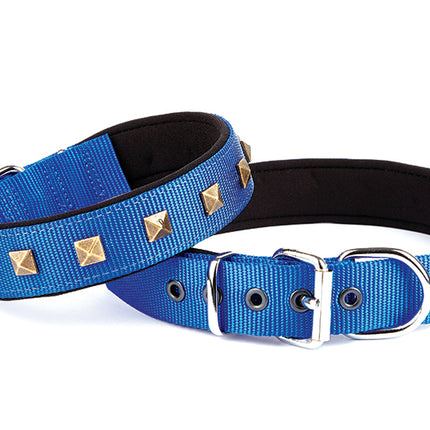 Doggie Piramit Desenli Köpek Tasması 3*47-55 cm Mavi